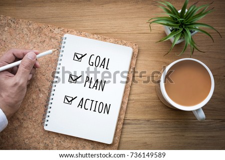 New year 2018 goal,plan,action text on notepad.Business motivation,challenge concepts ideas