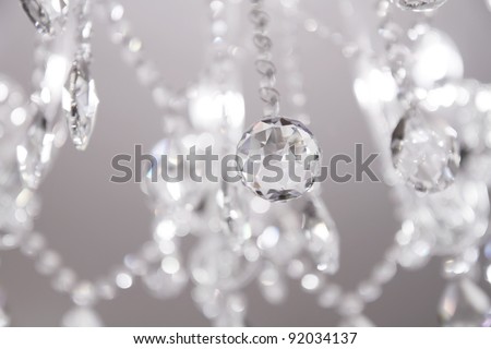 Contemporary Crystal Chandelier. Close up on the crystal of a contemporary chandelier.
