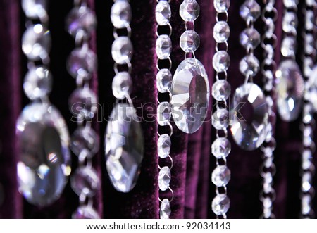 Contemporary Crystal Chandelier. Close up on the crystal of a contemporary chandelier.