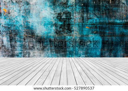 Wood table top with grunge concrete wall,Mock up template for display or montage of product,Old wood texture for web background,white wood plank texture background