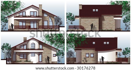 facades of residential house
