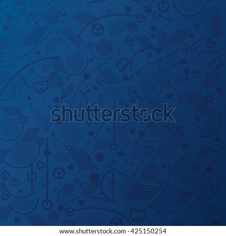 Soccer. Championship soccer abstract Blue background with different abstract shapes. Soccer geometric pattern. 2016 Vector Illustration.