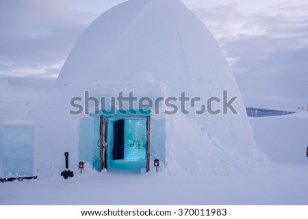 Entrance of Ice Bar at Ice Hotel, Jukkasjarvi, Sweden, Kiruna