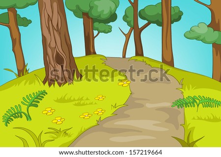 Forest Glade. Cartoon Background. Vector Illustration EPS 10.