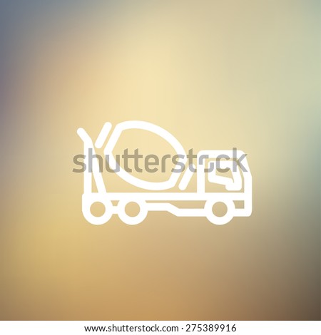Concrete mixer truck icon thin line for web and mobile, modern minimalistic flat design. Vector white icon on gradient mesh background.