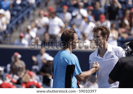 TORONTO- AUGUST 13: Andy Murray and David Nalbandian after their tournament in the Rogers Cup 2010 on August 13, 2010 in Toronto, Canada.