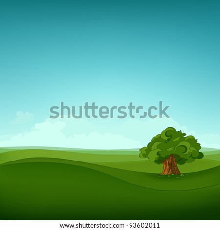 Summer Field Landscape. Eniroment Background. Vector Illustration.