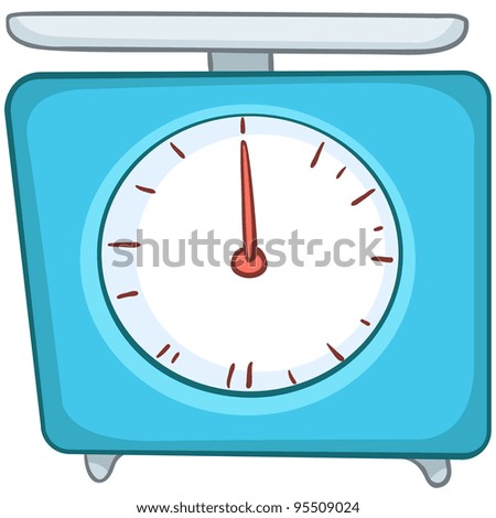 Cartoon Home Kitchen Scales Isolated On White Background. Vector
