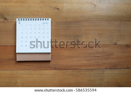 calendar march 2017 on desk