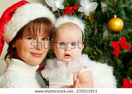Mom and daughter celebrate Christmas