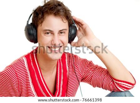 young man enjoying music