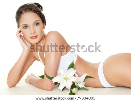 Beautiful woman with flower