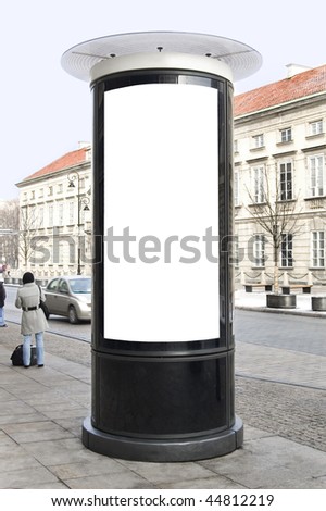 Advertising column located in old town.