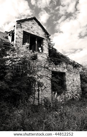 Black and White photography of Abandoned House