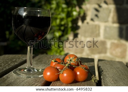 Two big italian products - wine and tomatoes