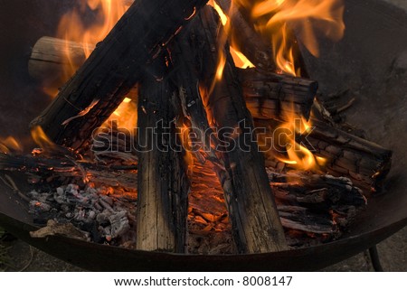 Fire in outdoor fire place