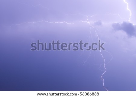 The branches of lightning in the night sky