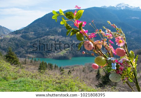 Spring easter nature in lake Plastiras, Greece