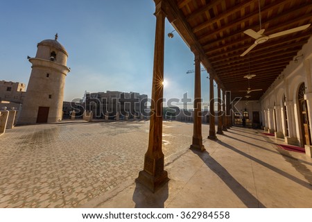 Souq Waqif in Doha. Qatar, Middle East - Mosque main yard corner