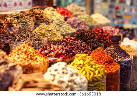 Arabic Spices at the market Souk Madinat Jumeirah in Dubai, UAE