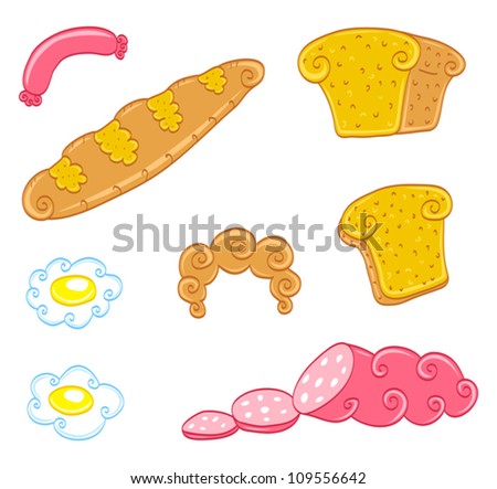 Cartoon Food Set Stock Vector Illustration 109556642 : Shutterstock