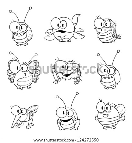 Some Cartoon Insects (Ladybug, Scorpion, Caterpillar, Butterfly, Spider