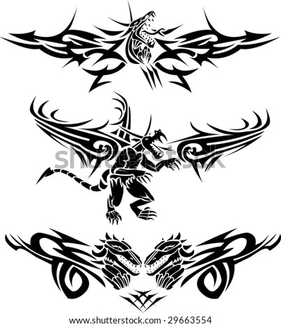stock vector Tattoos Dragons