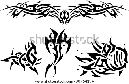 stock vector Abstract tattoos sea animals