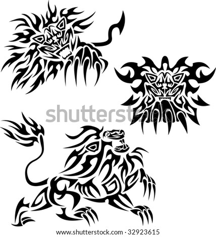stock vector Tattoos with flaming lions Save to a lightbox 