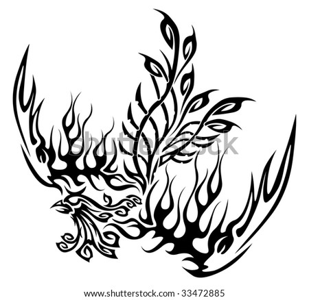 stock vector Tattoo with flaming phoenix