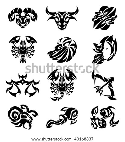 Tribal Signs Of The Zodiac Stock Vector 40168837 : Shutterstock Tribal Signs Of The Zodiac Stock Vector 40168837 : Shutterstock