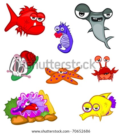 Cartoon Sea Animals Stock Vector Illustration 70652686 : Shutterstock