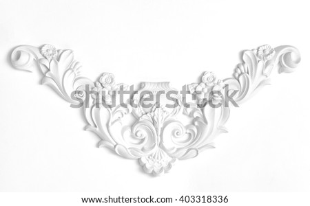 White wall decorated with stucco decorative elements of the Renaissance, Baroque.