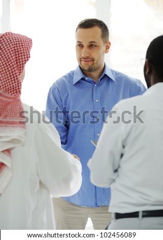 Business people different cultures and races talking