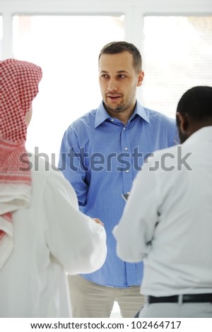 Business people different cultures and races talking