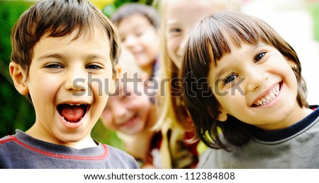 Group of happy children outdoor