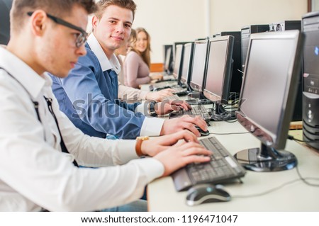 Students learning computer science