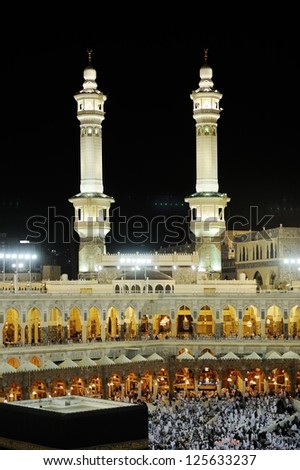 MECCA JULY 21 Kaaba on July 21 2012 in Mecca Saudi Arabia Kaaba in Mecca is the holiest and most visited mosque for all Muslims MECCA JULY 21 Kaaba on July 21 2012 in Mecca Saudi Arabia Kaaba in Mecca is the holiest and most visited mosque for all Muslims