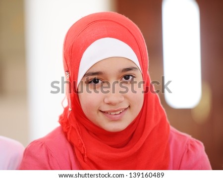 Muslim and Arabic girls learning together in group Muslim and Arabic girls learning together in group