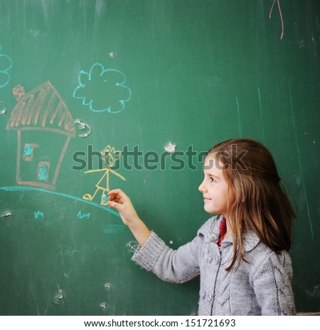 Cute lovely school children at classroom having education activities