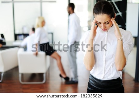Business woman working in office with hard pressure