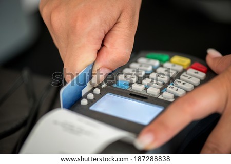 Debit card swiping on pos terminal