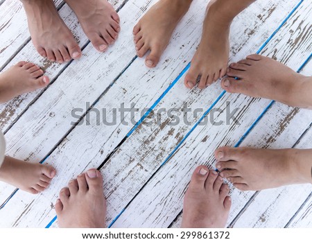 White wood texture with group feet copy space background