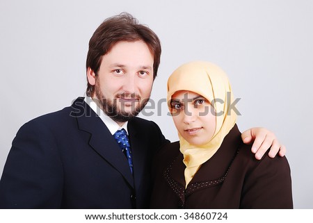 Muslim modern couple, wife and husband