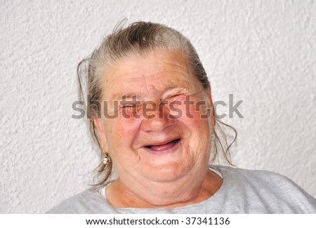 An old woman with good funny face