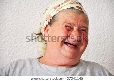 An old woman with good funny face