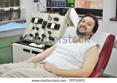 Young man in hospital on bed