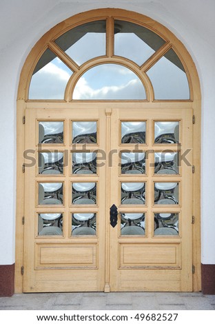 Wooden door, gate with glass