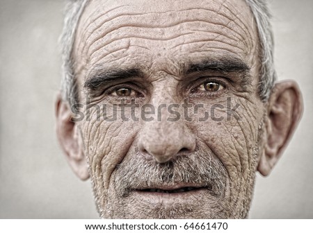 stock photo Elderly old mature man close up portrait