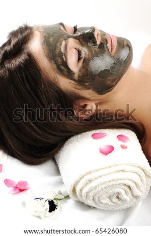 Sea Mud Mask on the woman\'s face.Spa